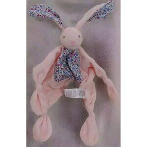 Jojo Maman Bebe Comforter Soother Lovey Pink & Flower Contrast 15"